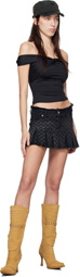 MISBHV Black Monogram Denim Mini Skirt