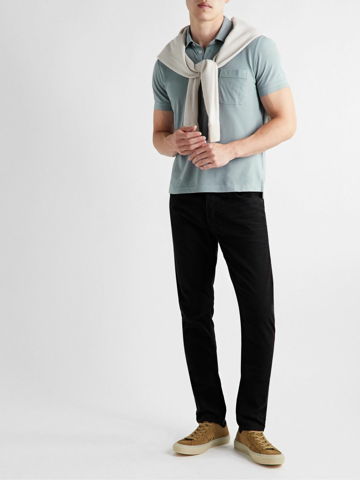 TOM FORD 長袖ポロシャツ SILK BLEND PIQUET POLO PIQUET POLO | Tom Ford Fashion