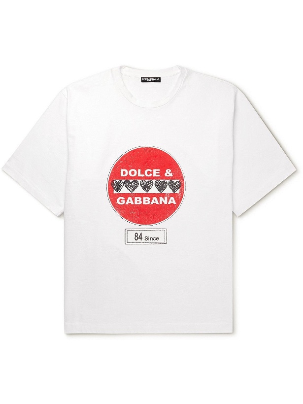 Photo: Dolce & Gabbana - Printed Cotton-Jersey T-Shirt - White