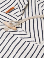 BARENA - Shawl-Collar Striped Linen-Jersey T-Shirt - Neutrals
