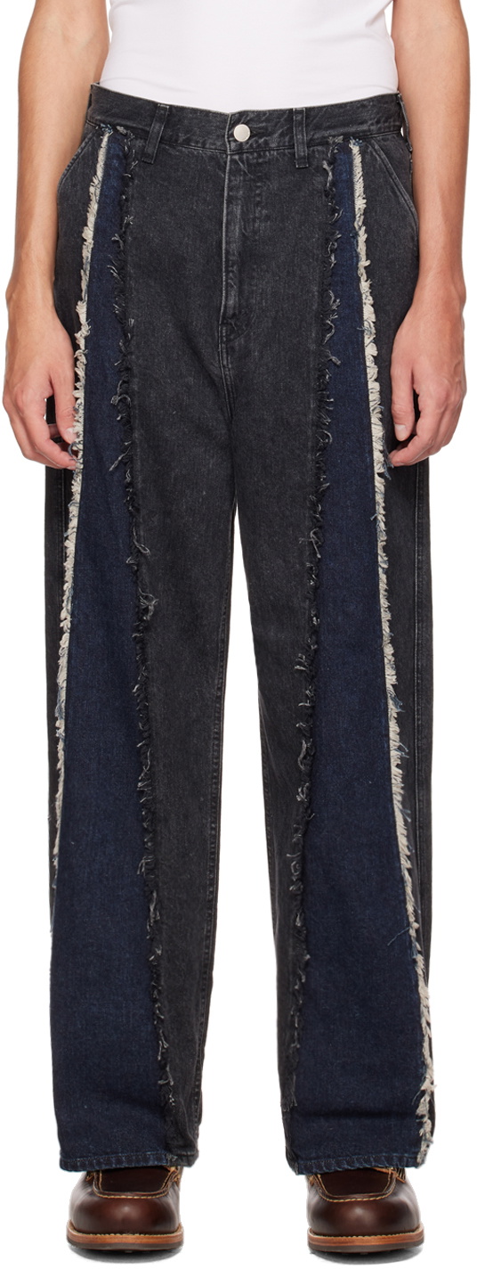 JieDa SWITCHING OVER DENIM PANTS BLACK 1-