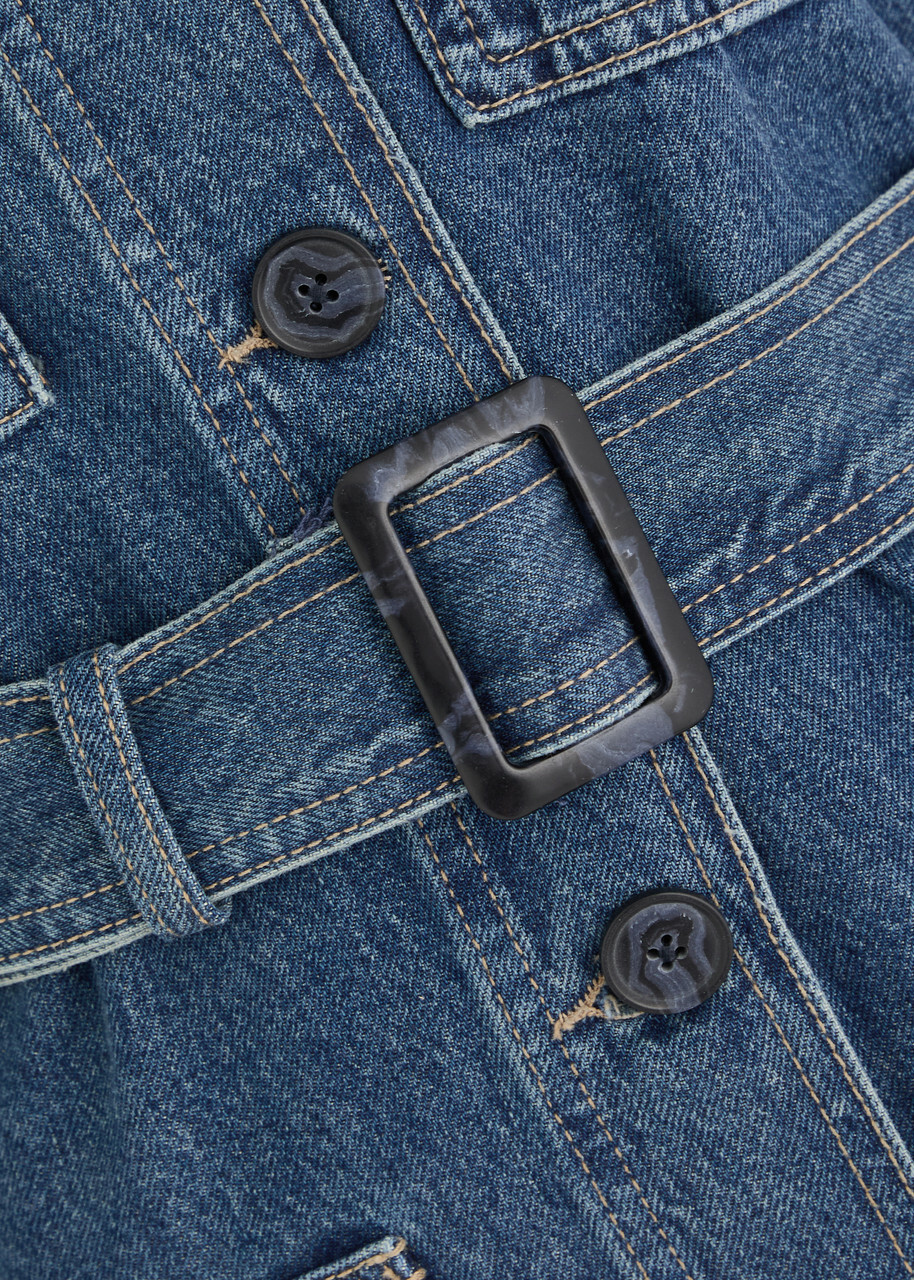 Frame Belted Denim Jacket Blue