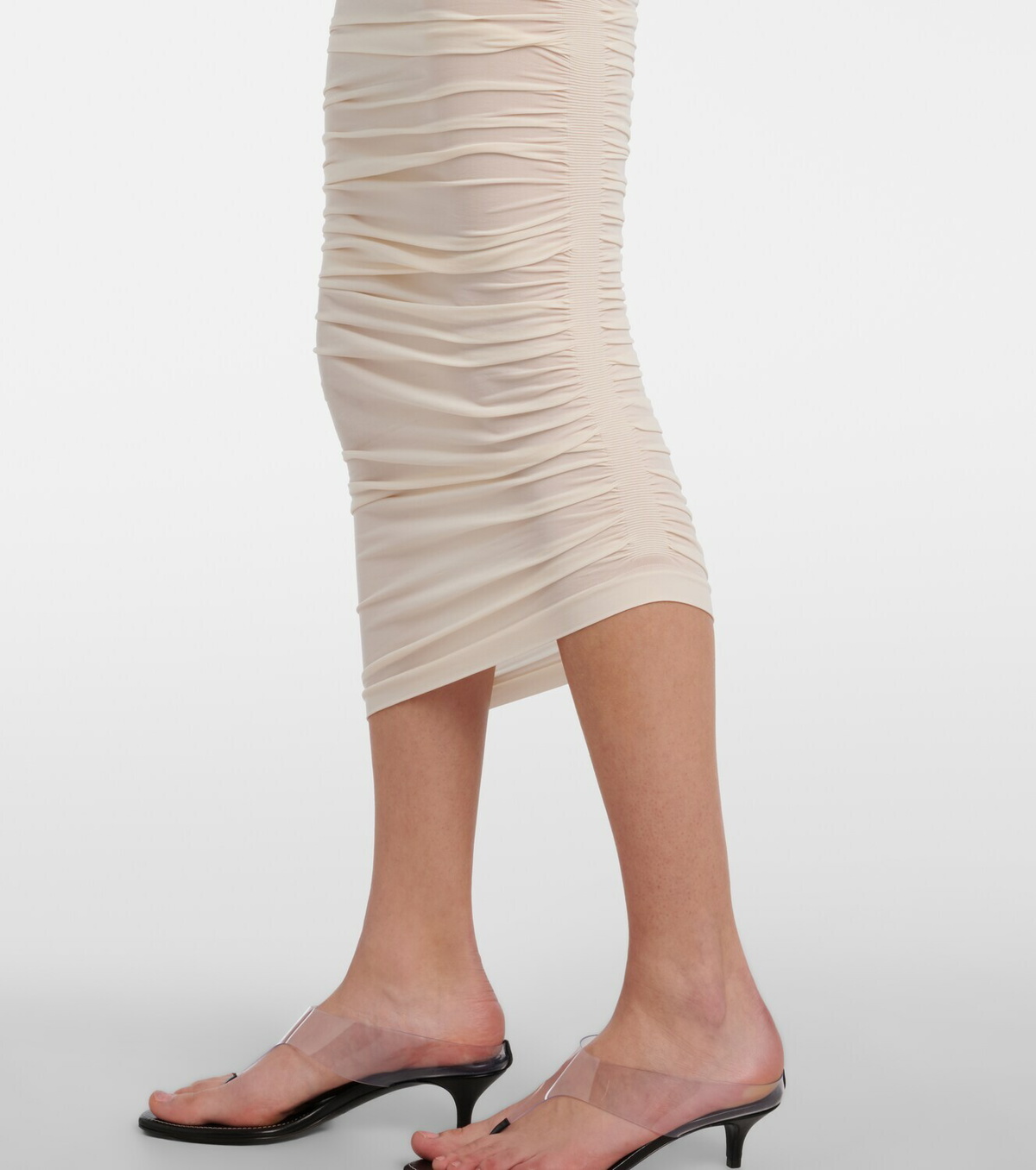 Wolford Draped sheer high-rise midi skirt