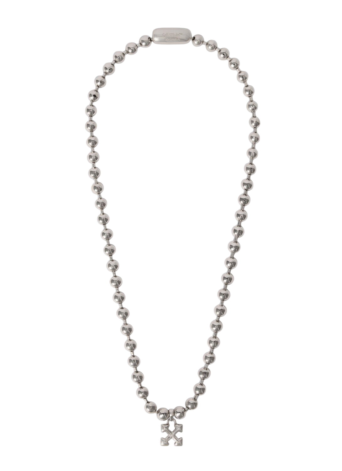 Off-White Silver Texture Paperclip Necklace Off-White