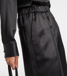Loewe Mid-rise silk satin wide-leg pants