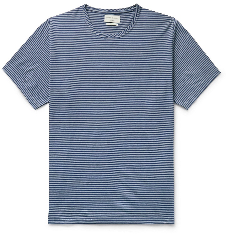 Photo: Oliver Spencer Loungewear - Danbury Striped Organic Cotton-Jersey T-Shirt - Blue