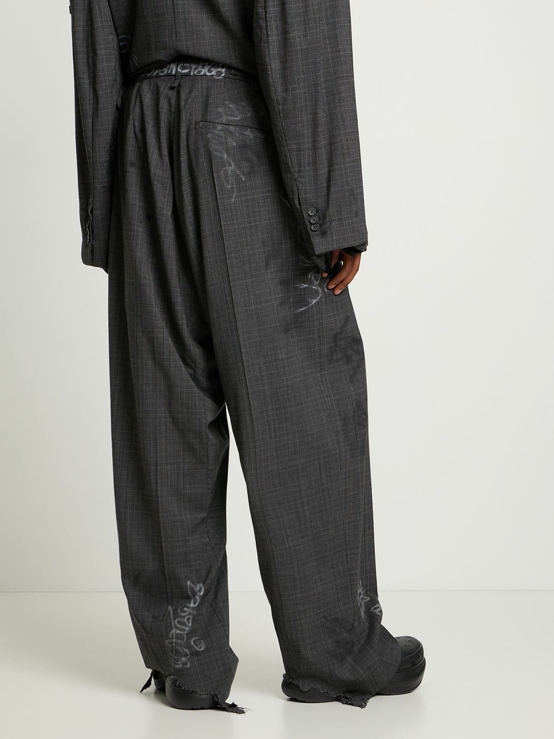 BALENCIAGA - Heather Prince Of Wales Wool Pants Balenciaga