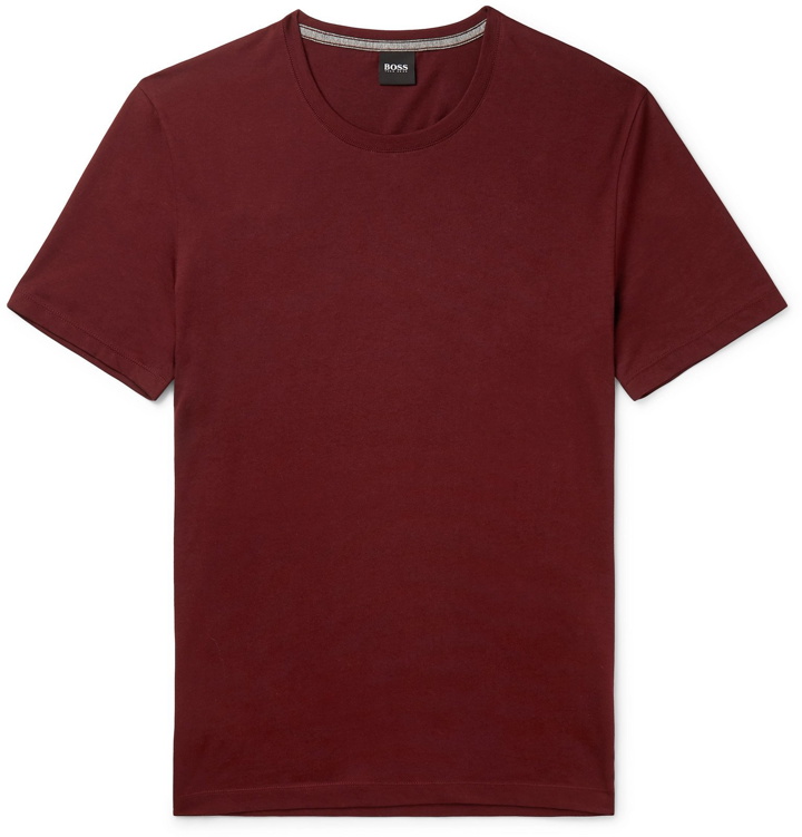 Photo: Hugo Boss - Mélange Cotton-Jersey T-Shirt - Burgundy