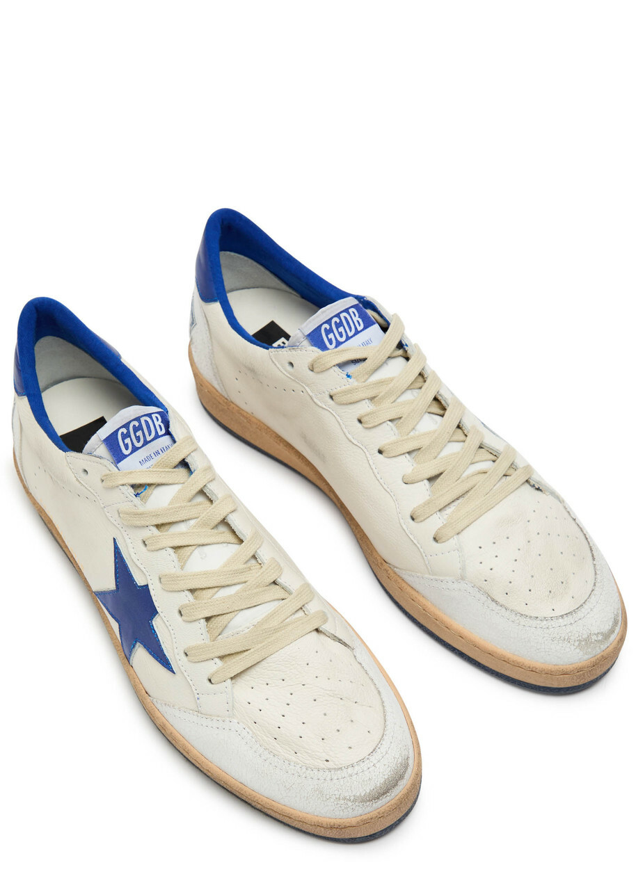 Golden Goose Ball Star Distressed Leather Sneakers White