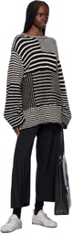 YOHJI YAMAMOTO Black & Off-White 3G1P Border Round Neck Knit Sweater