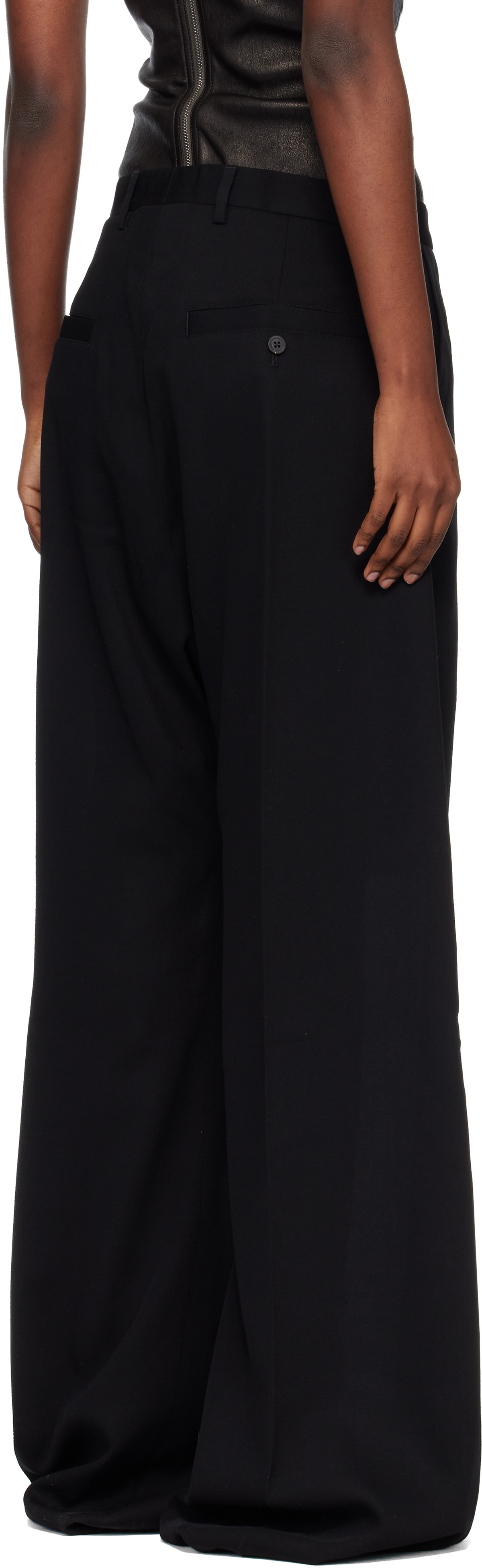 Rick Owens Black Tailored Wide Belas Trousers