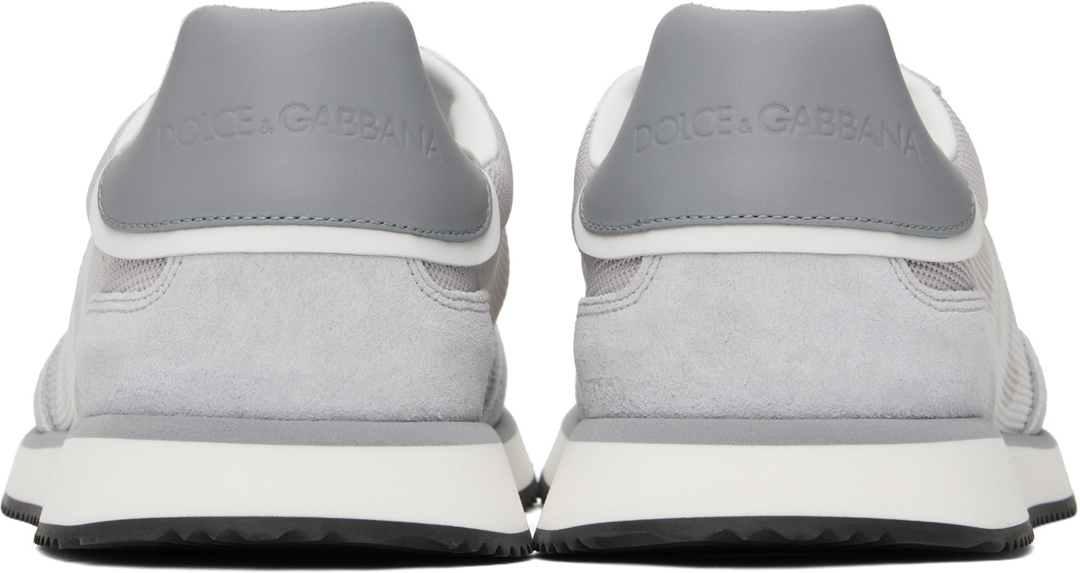 Dolce&Gabbana Gray Mixed-Material 'DG' Cushion Sneakers