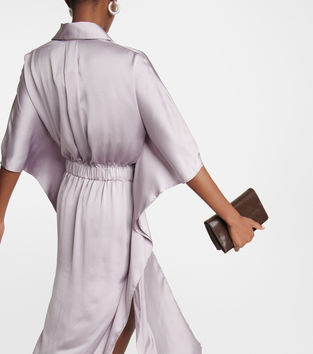 Brunello Cucinelli - Satin belted shirt dress