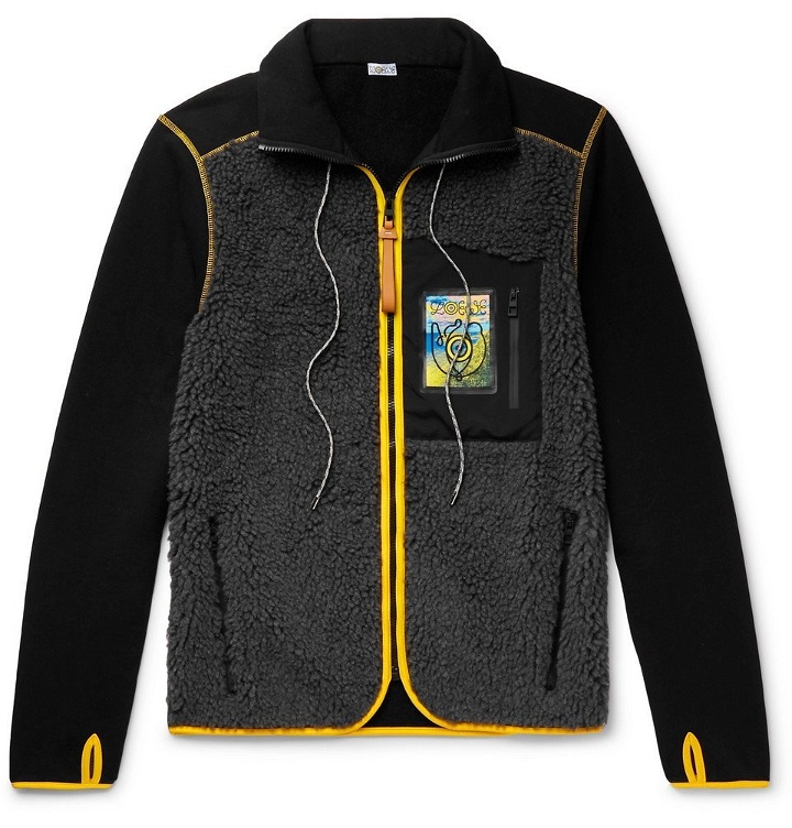 Photo: Loewe - Eye/LOEWE/Nature Slim-Fit Logo-Appliquéd Fleece and Cotton-Jersey Jacket - Black