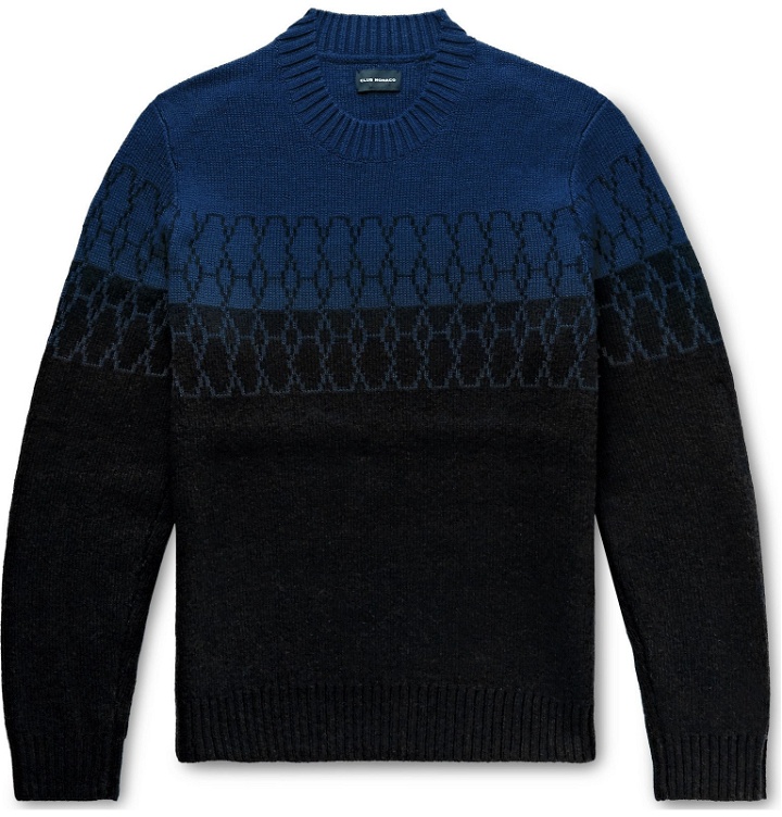 Photo: Club Monaco - Wool-Blend Jacquard Sweater - Blue