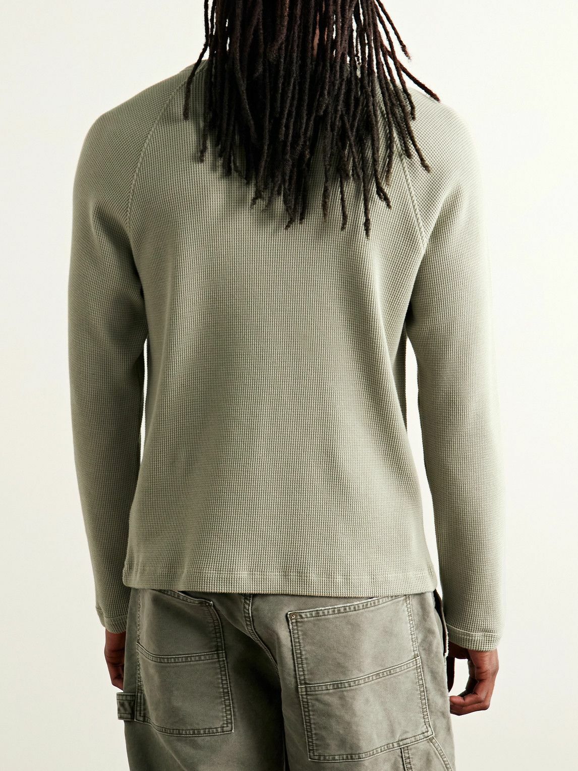 AGOLDE - Payson Waffle-Knit Cotton-Blend T-Shirt - Green
