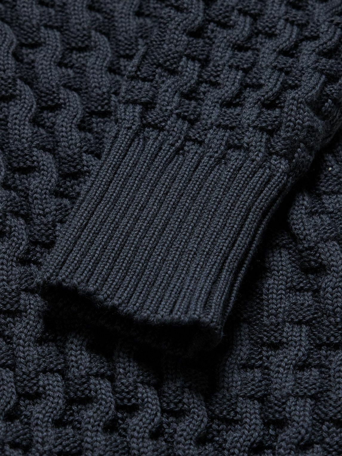 S.N.S Herning - Stark Slim-Fit Basketweave Virgin Wool Cardigan - Blue