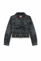 Diesel Cropped denim jacket with belt - Denim Jackets Womens in Black