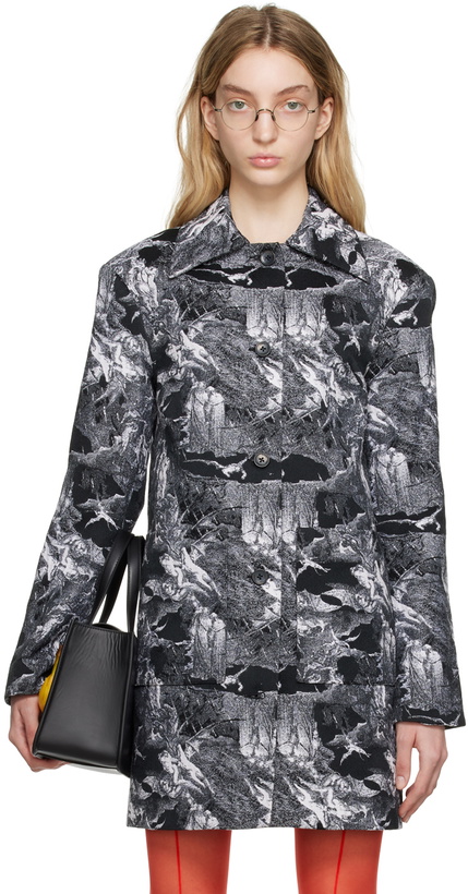 Photo: Puppets and Puppets Black & White Jacquard Coat