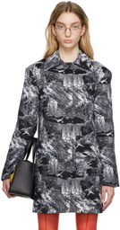 Puppets and Puppets Black & White Jacquard Coat