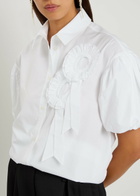 Simone Rocha Floral-appliquéd Cropped Cotton-poplin Shirt White