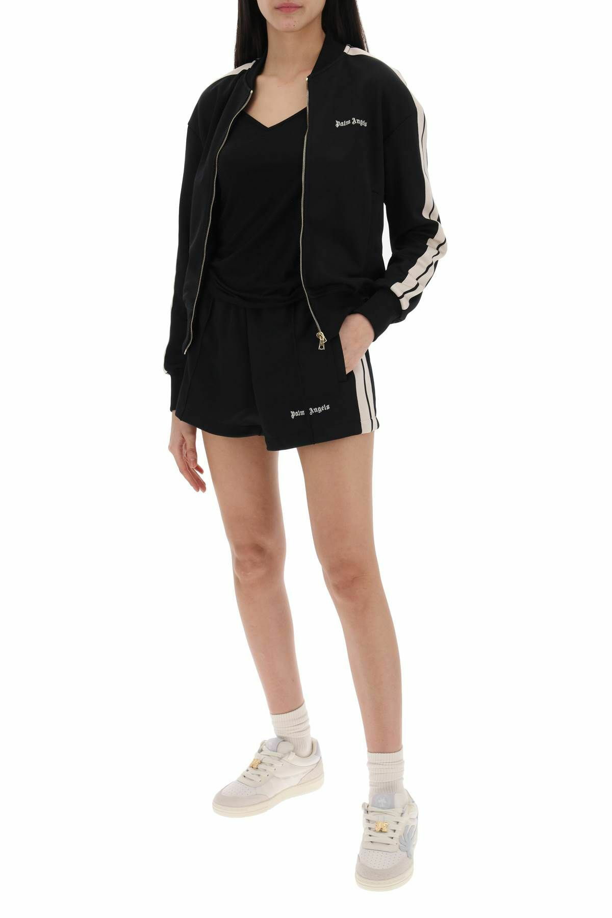 ショートパンツ PALM ANGELS track shorts with contrast bands CLASSIC LOGO TRACK SHORTS BURGUNDY - OFF in BURGUNDY - OFF