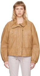 Isabel Marant Beige Akiras Leather Bomber Jacket