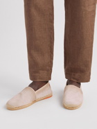 Santoni - Drink Leather-Trimmed Suede Espadrilles - Neutrals