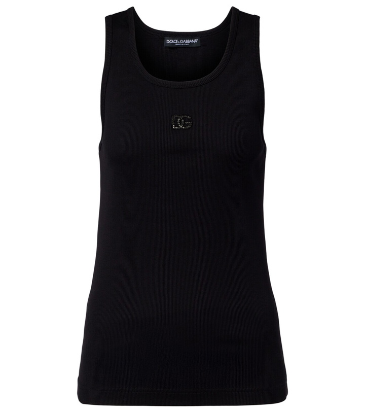 Photo: Dolce&Gabbana DG embellished ribbed-knit cotton tank top