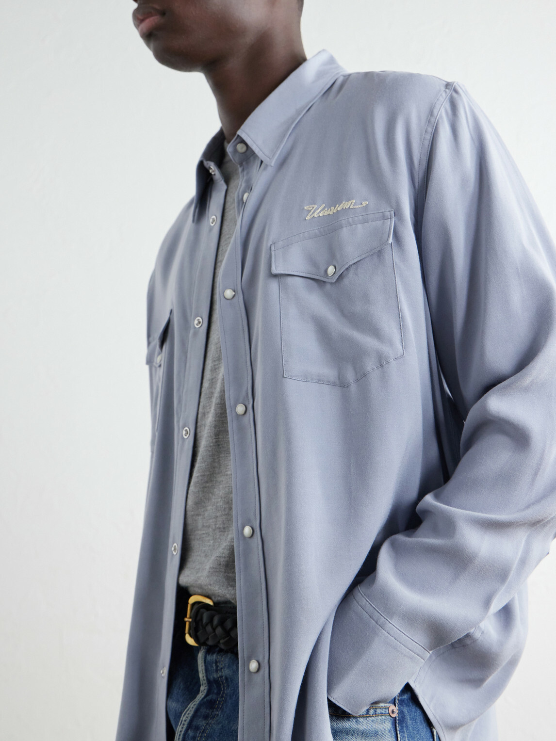 Visvim - Meridian Logo-Embroidered Canvas Shirt - Gray