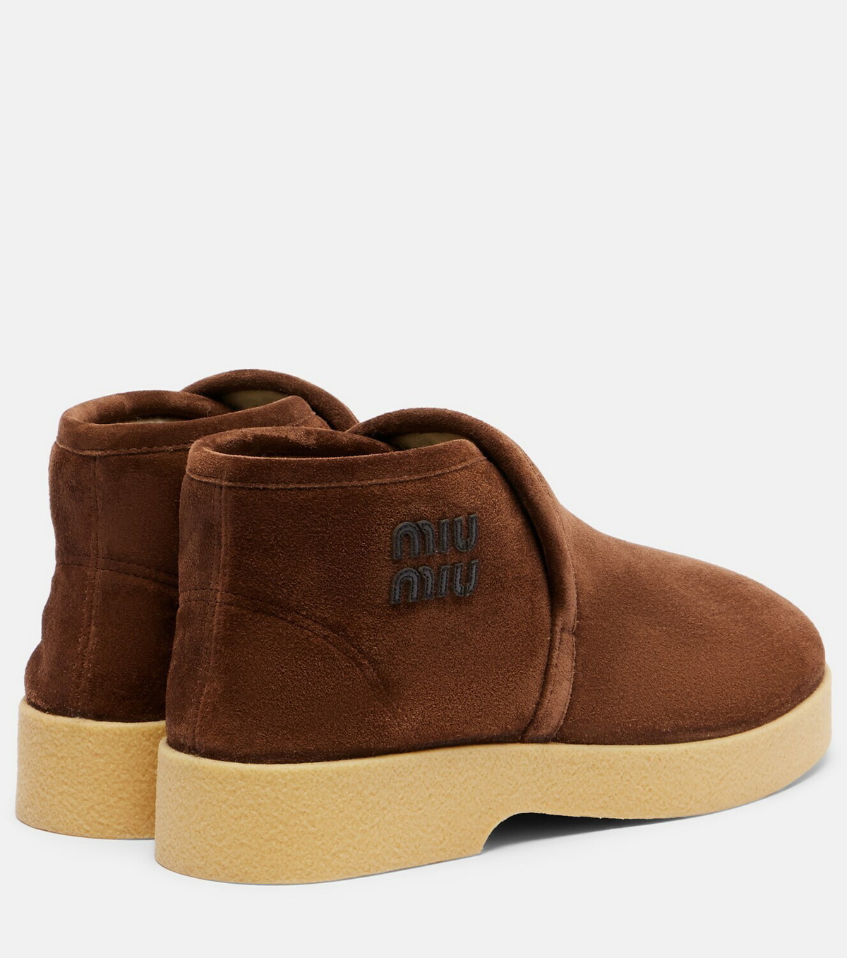 Miu Miu Logo shearling-lined suede ankle boots