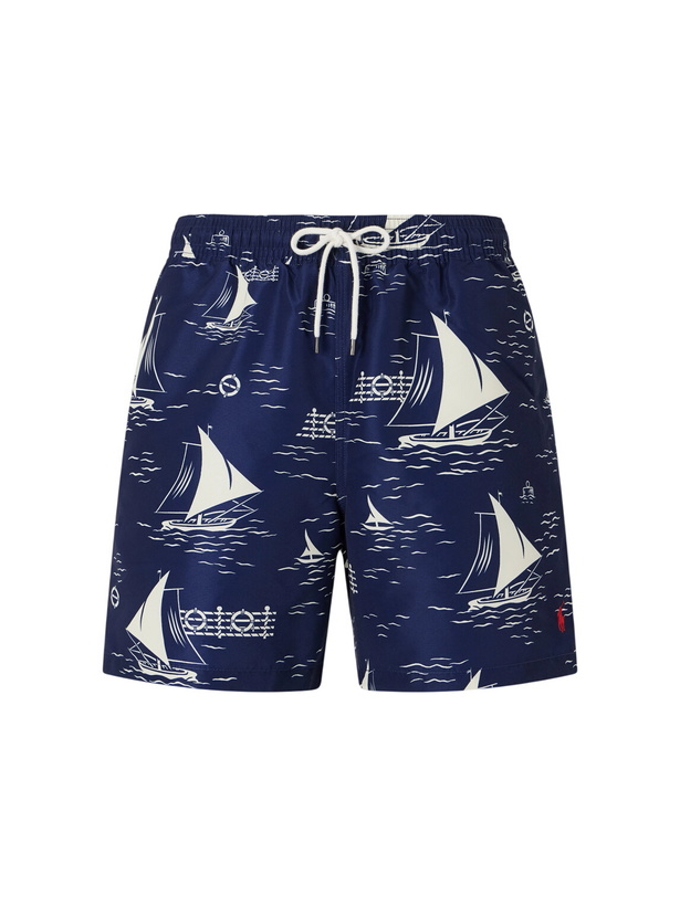 Photo: Polo Ralph Lauren - Printed Straight-Leg Mid-Length Swim Shorts - Blue