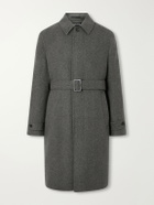 Zegna - Oasi Belted Herringbone Cashmere Trench Coat - Gray