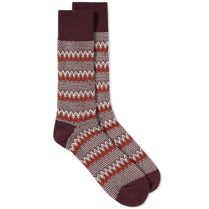 Photo: Anonymous Ism Zig Zag Links Crew Sock Red