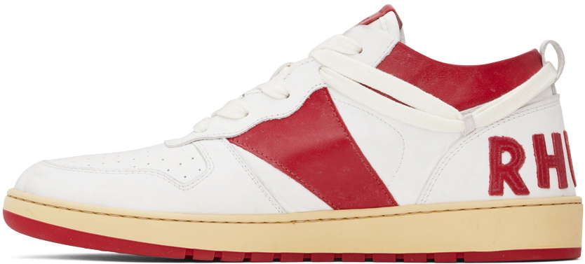 Rhude White & Red Rhecess Low Sneakers