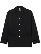 TEKLA - Camp-Collar Organic Cotton-Poplin Pyjama Shirt - Black