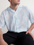 McQueen - Printed Crepe de Chine Shirt - Blue