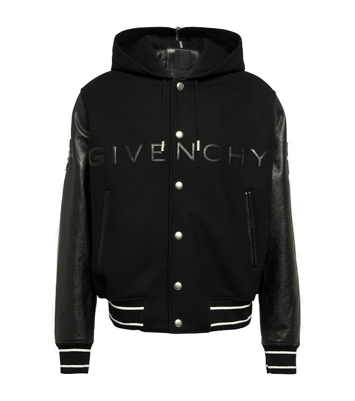 Photo: Givenchy Logo leather-trimmed varsity jacket