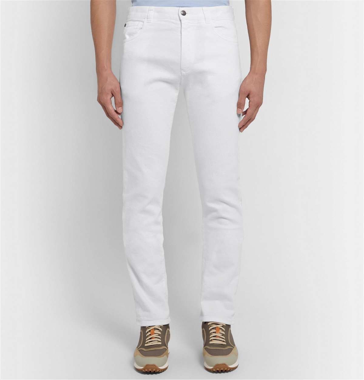 Canali - Slim-Fit Stretch-Cotton Twill Trousers - White Canali