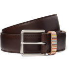 Paul Smith - 4cm Dark-Brown Stripe-Trimmed Leather Belt - Men - Brown