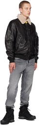 Parajumpers Black Josh Leather Jacket