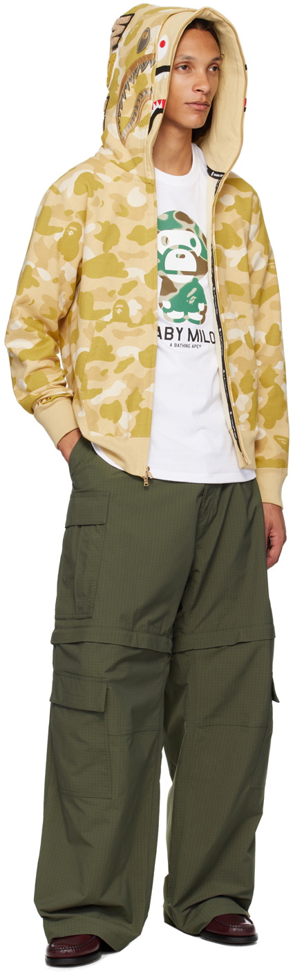 BAPE Yellow Color Camo Double Shark Full Zip Hoodie A Bathing Ape