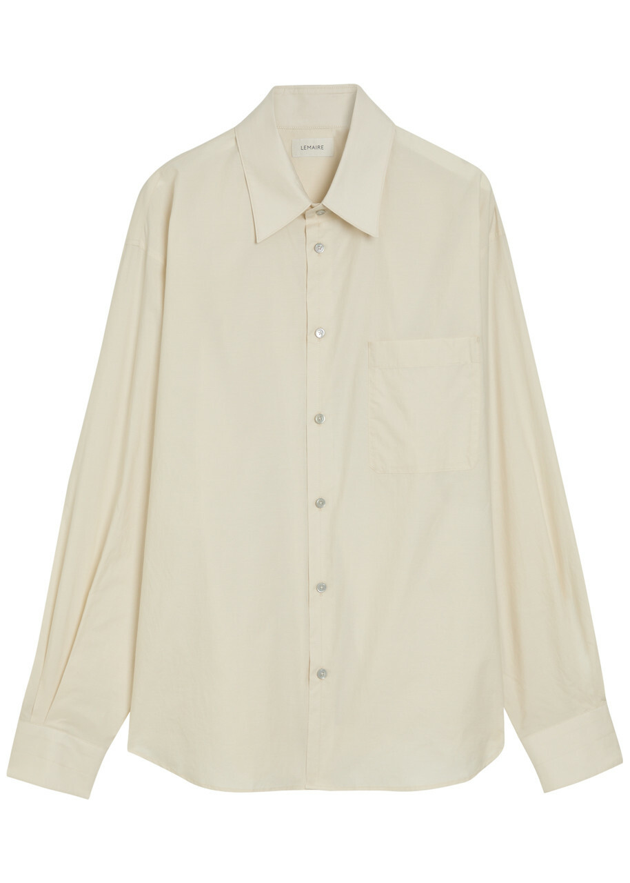トップス LEMAIRE Cotton Chintz Stand Collar Shirt Lemaire Black Chintz Stand Collar Shirt Lemaire