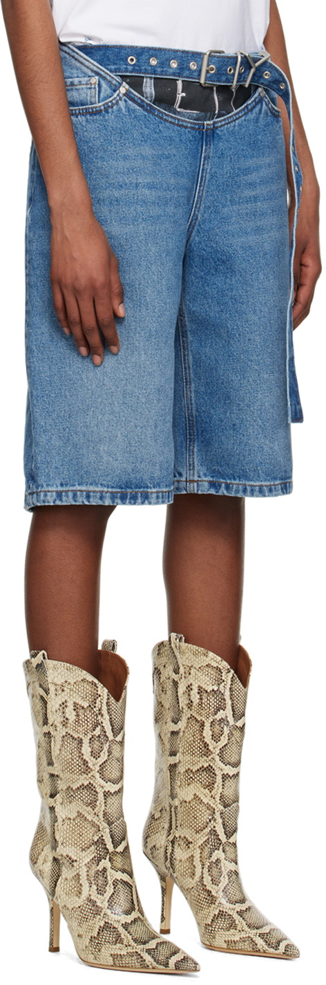 Y/Project Blue Arc Denim Shorts