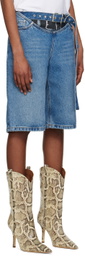 Y/Project Blue Arc Denim Shorts