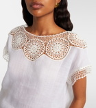 Nili Lotan Caila crochet-trimmed ramie top
