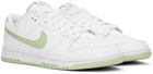 Nike White & Green Dunk Low Retro Sneakers