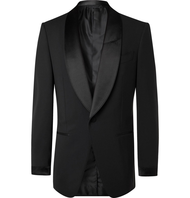 Photo: TOM FORD - Slim-Fit Satin-Trimmed Stretch-Wool Tuxedo Jacket - Black