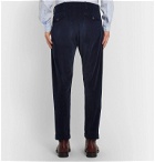Connolly - Goodwood Tapered Cropped Pleated Cotton-Corduroy Trousers - Blue