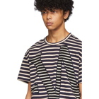 Loewe Navy and Off-White Striped Logo T-Shirt